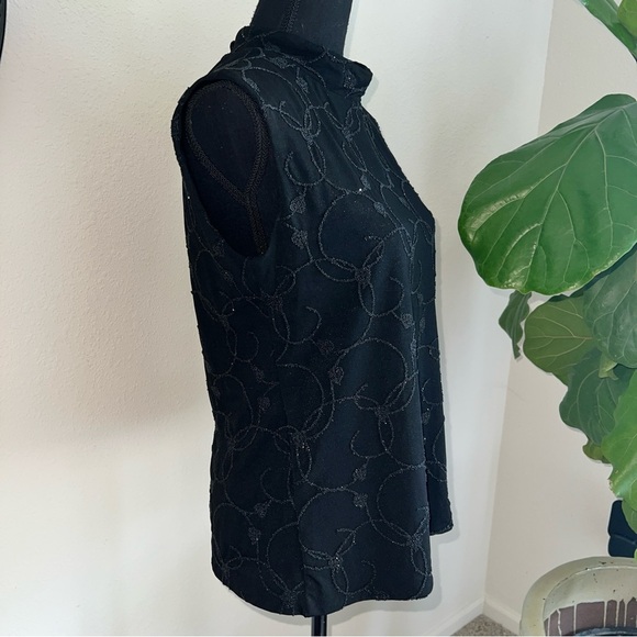 Caron Components Women’s Black Beaded Vintage Sleeveless Mock Turtleneck Top L - Picture 8 of 14